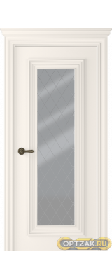 Дверь Палаццо 1 / Цвет Эмаль жемчуг / Мателюкс белый витраж / Двери Belwooddoors
