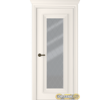 Дверь Палаццо 1 / Цвет Эмаль жемчуг / Мателюкс белый витраж / Двери Belwooddoors