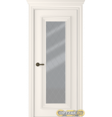 Дверь Палаццо 1 / Цвет Эмаль жемчуг / Мателюкс белый витраж / Двери Belwooddoors