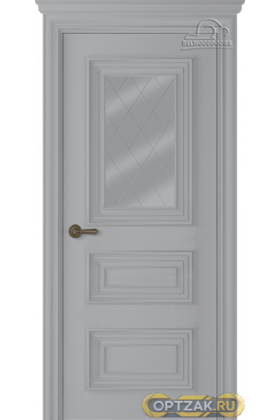 Дверь Палаццо 3/1 / Цвет Эмаль светло - серый / Мателюкс белый / Двери Belwooddoors