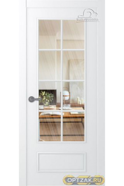 Дверь Ламира 5 / Цвет Эмаль белый / Прозрачное каленое / Двери Belwooddoors