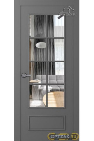 Дверь Ламира 5 / Цвет Эмаль графит / Прозрачное каленое / Двери Belwooddoors