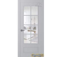 Дверь Ламира 5 / Цвет Эмаль светло - серый / Прозрачное каленое / Двери Belwooddoors