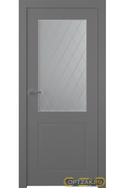 Дверь Стелла 2 / Цвет Эмаль графит / Мателюкс белый витраж / Двери Belwooddoors