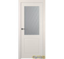 Дверь Стелла 2 / Цвет Эмаль жемчуг / Мателюкс белый витраж / Двери Belwooddoors