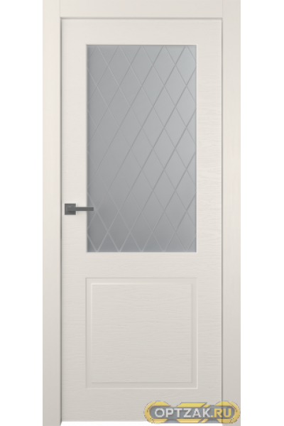 Дверь Стелла 2 / Цвет Эмаль жемчуг / Мателюкс белый витраж / Двери Belwooddoors