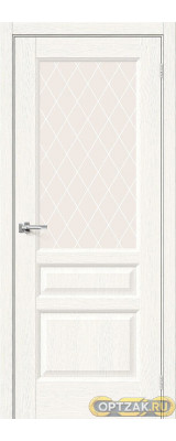 Дверь Неоклассик-35 / Цвет White Wood / Стекло White Сrystal / Двери Браво