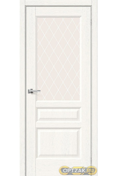 Дверь Неоклассик-35 / Цвет White Wood / Стекло White Сrystal / Двери Браво