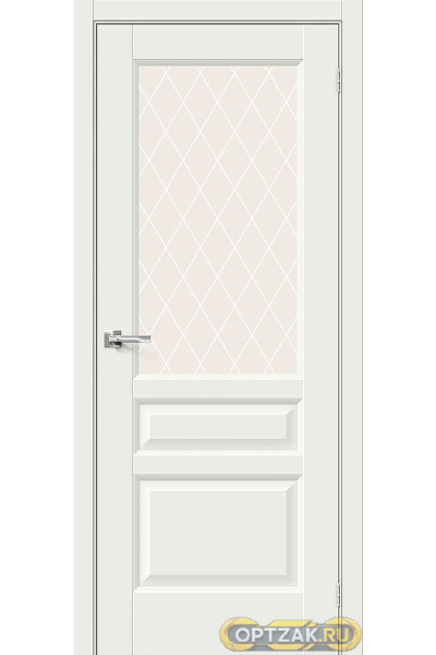 Дверь Неоклассик-35 / Цвет White Matt / Стекло White Сrystal / Двери Браво