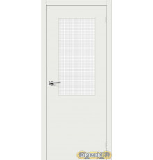 Дверь Браво-7 / Цвет Super White / Стекло Wired Glass 12,5 / Двери Браво