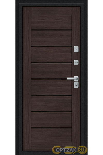 Дверь Thermo Техно Декор-2 / Цвет Букле черное/Wenge Veralinga / Двери Браво