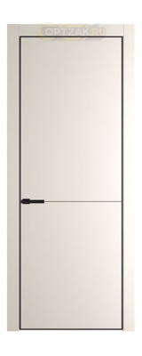Дверь HausDoors Модель MN 2 (2 петли) Керамик бежевый Кромка черная (Направление структуры в древесном покрытии вертикальное)