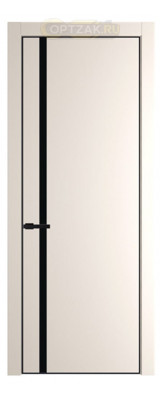 Дверь HausDoors Модель MN 5 (2 петли) Керамик бежевый Кромка черная (Направление структуры в древесном покрытии вертикальное)